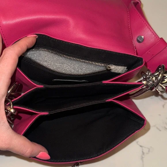 All Saints Fuchsia Leather Crossbody Bag NWT - Picture 6 of 7